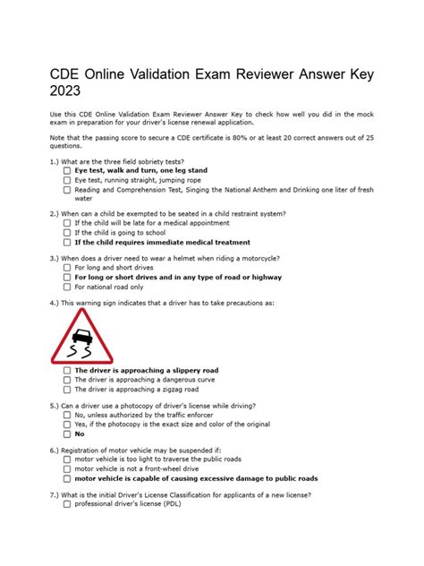 cde validation exam answers|Answers CDE Online Validating Exam .